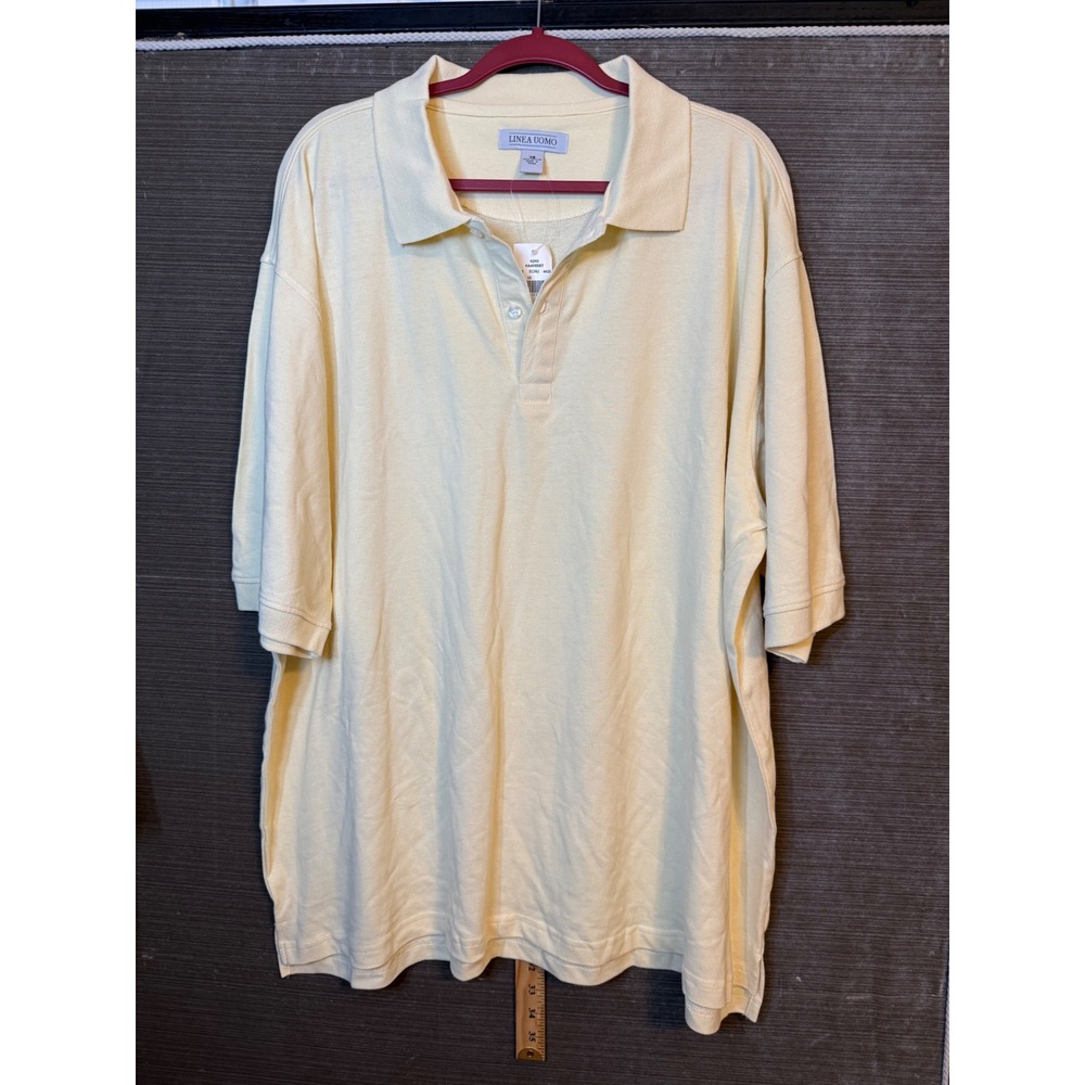 Linea Uomo Mens 3X Polo Shirt Yellow 100% Cotton Short Sleeve Pique Casual New